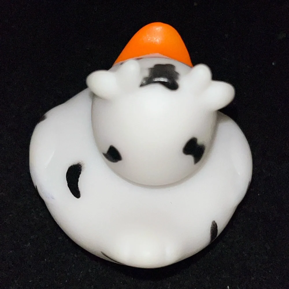 Cow Print Rubber Duck - White, Orange and Black